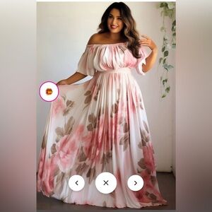 Multicolor Floral Off The Shoulder Knitted Maxi, 3x